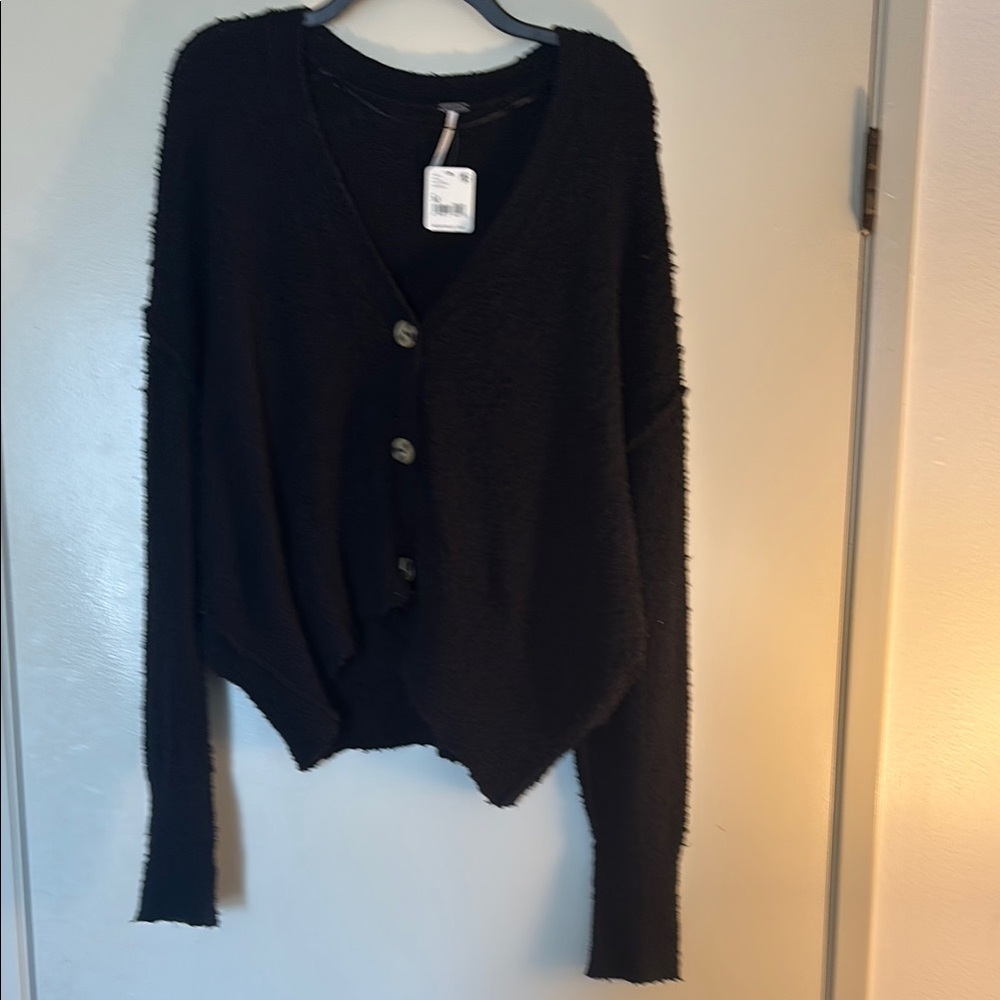 Free People Women's Black Cardigan Sweater